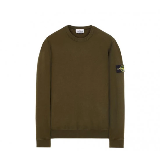 Stone Island Cotton Fleece Crewneck Olive - 62420O 1 Stone Island Cotton Fleece Crewneck Olive - 62420O